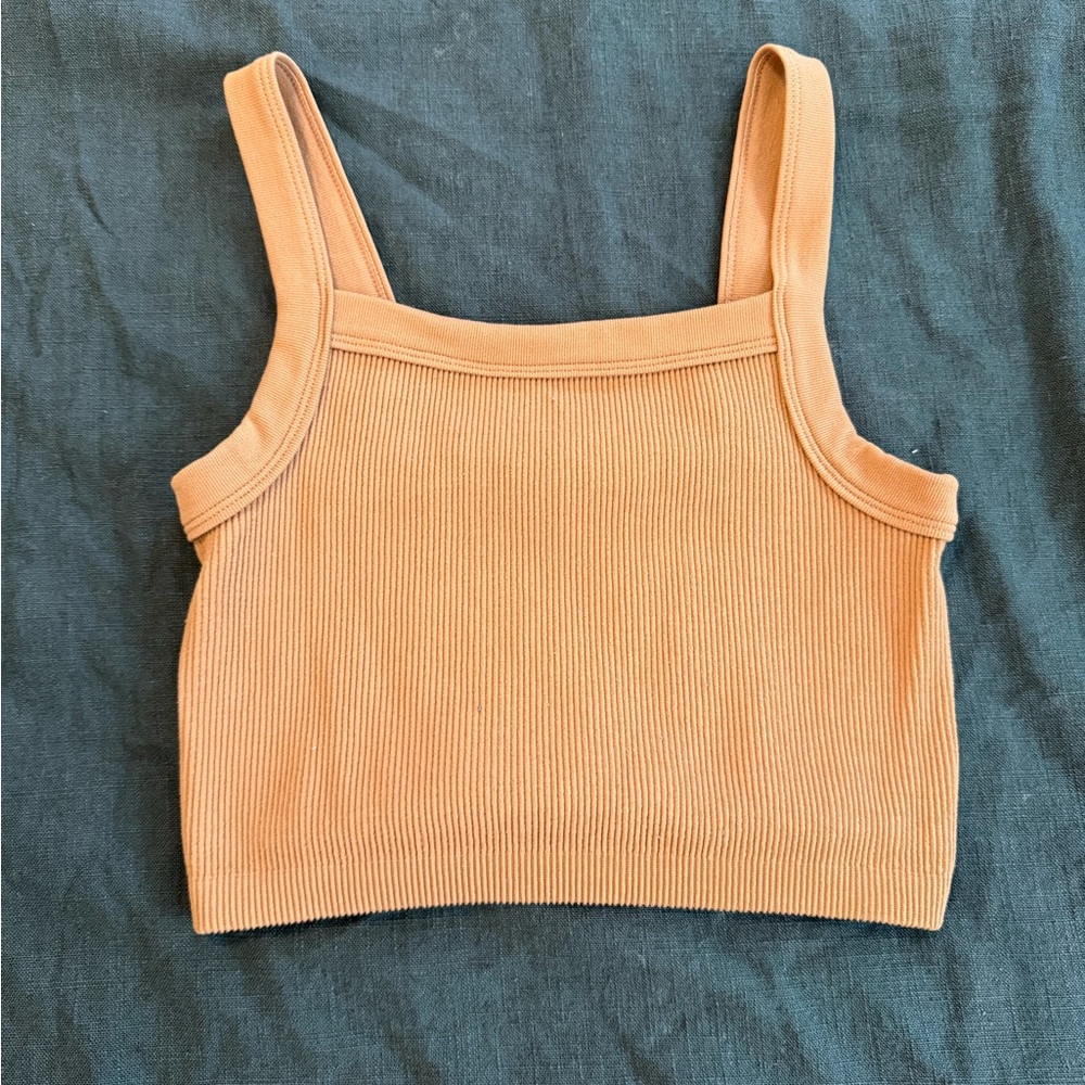 Cotton On Ribbed Peach Crop Top